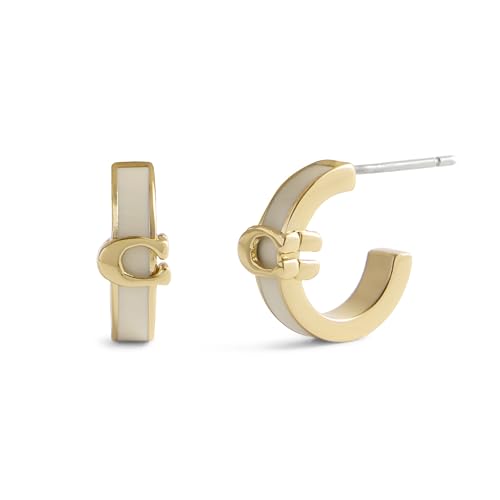 Image of COACH Jewelry Women's Signature C Enamel Huggie Earrings