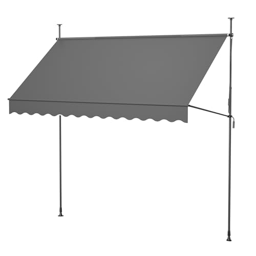 Thanaddo Klemmmarkise mit Handkurbel, 300cm Bereit, manuell höhenverstellbar Balkonmarkise ohne Bohren, UV...