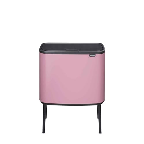 Image of Brabantia Bo Touch Bin 2.2+5.1 Gallon /11+23L (Lilac Pink), Dual-Container Trash Can for Kitchen, Soft-Touch Garbage Can with 2 Inner Buckets and Raised Base