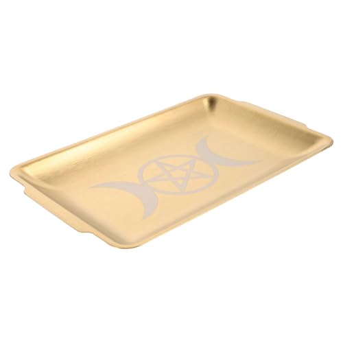 WEKADRIN Plateau Autel Doré Assiette Rituelle Brûleur Aromatique Wiccan Support pour Bougie Plateau Offrande Décoratif Métal Inoxydable Utilisation Polyvalente
