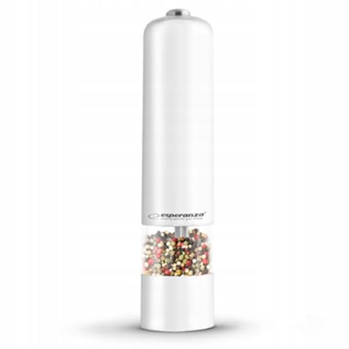 ESPERANZA EKP001W MALABARA - Pfeffermühle mit LED-Leuchten ,Weiß , 23 cm