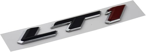 Image of Pair Set LT1 Emblem 3D Side Door Badges Sticker Nameplate Replacement for Camaro (Chrome Black Red)