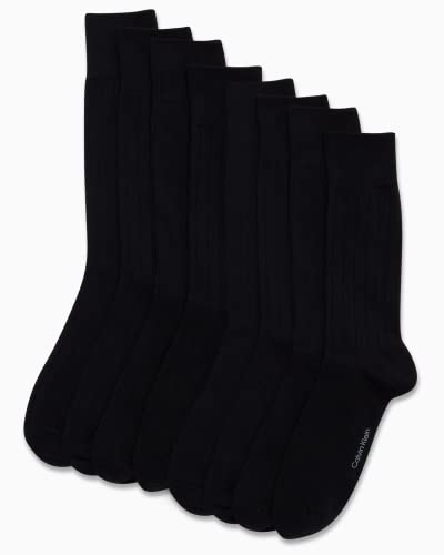 Calvin Klein Men's Dress Socks - 8 Pack Breathable Cotton Blend Crew Socks - Casual Long Work Sock for Men (Sizes: 7-12)2