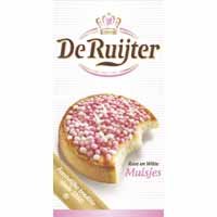 De Ruijter Sprinkles Anese Pink and White (Muisjes Roze Wit) 4 Packages of 9.8 Ounce Each