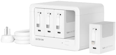 Gitryin 12-in-1 Desktop Charging Station with 3 Retractable Type-C Chargers and 1 Lightning Charger, 40W USB-C Power Strip with 33.5in Cable, Extension Cord with 1020J Surge Protection for Home Office