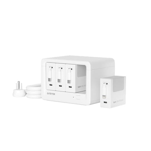 Gitryin 12-in-1 Desktop Charging Station with 3 Retractable Type-C Chargers and 1 Lightning Charger, 40W USB-C Power Strip with 31.5in Cable, Extension Cord with 1020J Surge Protection for Home Office