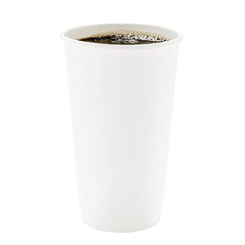 Image of Restaurantware 20 Ounce Disposable Cups, Pack of 250 Insulated Double Wall Paper, Leakproof, White Paper Rolled Rim Hot Beverage Cups a€ inch Lids Sold Separately, Ideal for Coffee, Tea and More