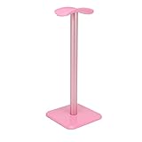 Headphone Stand, Headset Holder Gaming Headset Holder with Aluminum Supporting Bar Flexible Headrest Rounded Corner Anti Slip Base for All Headphones Size (Pink)