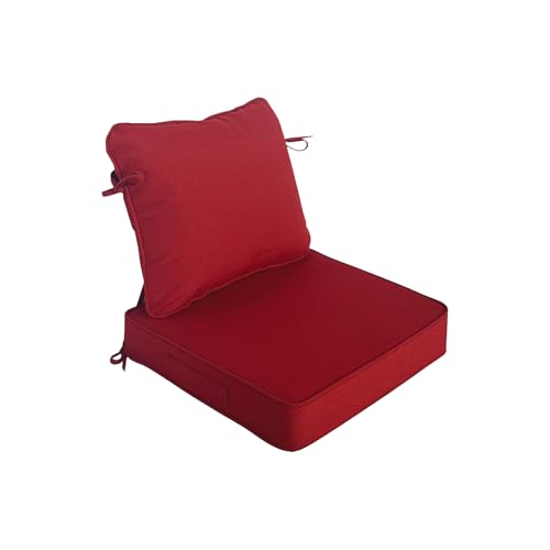 COZYVIDA 19"x19" Outdoor Cushion Set of 2 Resilient Foam Filling Water-Proof Stain-Resistant UV Resistant Weather Resistant Patio Cushions with Handles & Ties for Chairs Couch Sofa Upholstery Chili