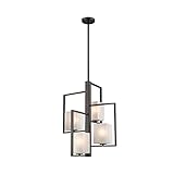 EGLO Wilmington 4-Light Pendant Adjustable Hanging Lighting Fixture with Glass Opal for Kitchen Isla