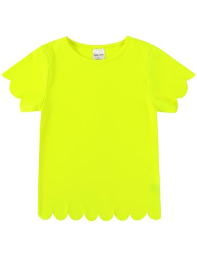 Image of Noomelfish Girls Short Sleeve Scalloped Edge T-Shirts Casual Cute Summer Tee Tops Blouse (5-12 Years)