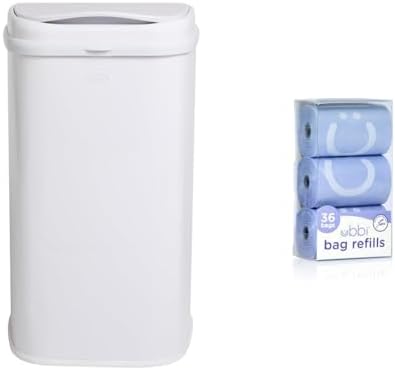 Ubbi Adult Diaper Pail, Stainless Steel Odor Locking, No Special Bag Required & On-The-Go Refill Bags, Lavender Scented, Value Pack of 36, Baby On The Go Diapering Essentials