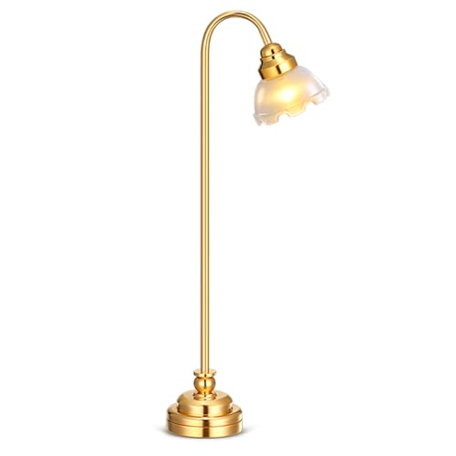 NUOBESTY Miniature Dollhouse Floor Lamp 1 12 Scale Metal and Plastic Mini Bedside Light for Dollhouse Furniture Decor and Photography Prop
