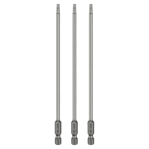 sourcing map 3pcs T15 Torx Head Screwdriver Bit 1/4" Hex Shank 6" (150mm) Long Magnetic No Hole Tip Tamper Proof 6 Point Star Screw Driver Drill Bits S2 Steel Industrial Power Screwdrivers
