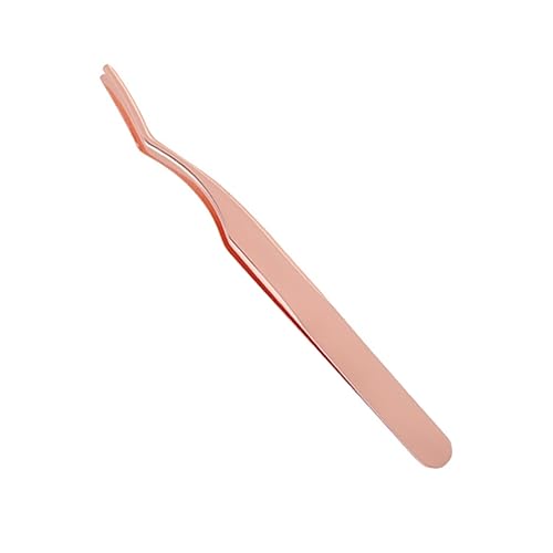 SHERCHPRY 2Pcs Curved Tip Stainless Steel Eyelash Tweezers for Professional Lash Extensions Rose Gold Color for Precision and Easy Maneuvering Eyelash Application