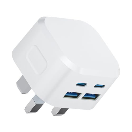 USB C Plug,40W Multi USB Plug Fast Charge UK 2-Port Charing Plug Type C for i Phone, Multiple USBC Wall Charger for iPhone Apple 17 Air Pro Max 16e 16 Pro 16 Pro Max 16 Plus 15 14 13 12 11 XR XS, iPad