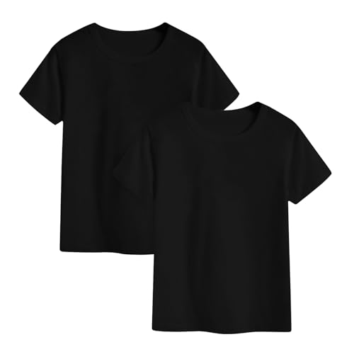 Image of 2-Pack Kids Cotton T-Shirts Short Sleeve Basic Tops for Toddlers Boys Girls