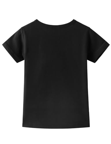 Image of Noomelfish Girls Short Sleeve Heart Pocket T-Shirts Casual Cotton Tee Tops Blouse (5-12 Years)