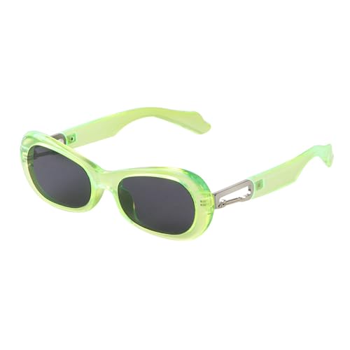 Lunettes de soleil ovales grises et vertes à rivets pour femme et homme
