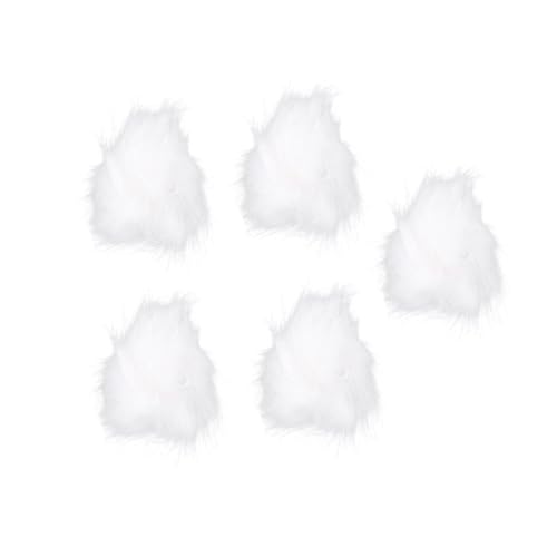 SHINEOFI 5Pcs White Faux Fur Pompom Balls with Elastic Loop Fluffy All-Match Decorative Craft Accessories for Hats Clothing Shoes Bags DIY Projects