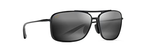 Maui Jim Gloss Black/Natural Grey Kaupo Gap Sunglasses (437-02-001, 61 mm)