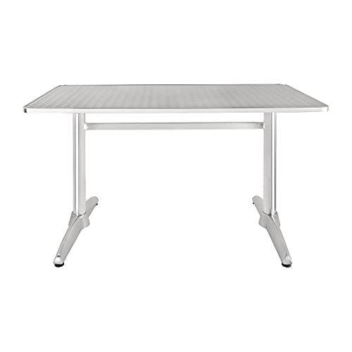 Bolero Table rectangulaire alu avec plateau inox et rebord alu 1200x600mm, gris, plateau en acier inoxydable et base en aluminium, taille: 750 (H) x 1200 (L) x...