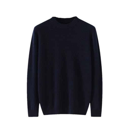 Men Cashmere Sweater for Autumn and Winter Round Neck Loose Oversized Sweater Long Sleeved Pullover Sweater, Top Navy XXL