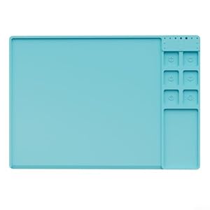TE-730 Heat Resistant Soldering Mat Made of Silicone for Safe Brazing and Soldering Tasks on Electronic Devices (Teal)