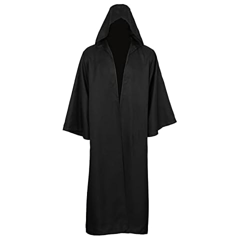 kinstell Jedi Uniform Hooded Robe Knight Suits Black Tunic Uniform Full Halloween Darth Hooded Robe Cloak Cosplay Costume Cover