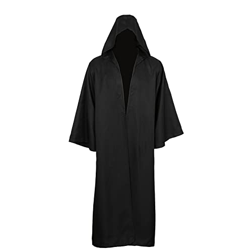 kinstell Uniforme com capuz cavalheiro fatos preto túnica uniforme completo Halloween Darth com capuz fato cosplay