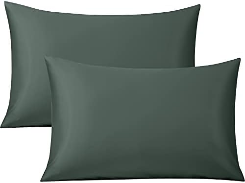 FLXXIE 2 Pack 500 Thread Count 100% Egyptian Cotton Pillowcases, Super Cozy and Breathable King Pillow Cases with Envelope Closure, 50x90 cm, Charcoal Grey