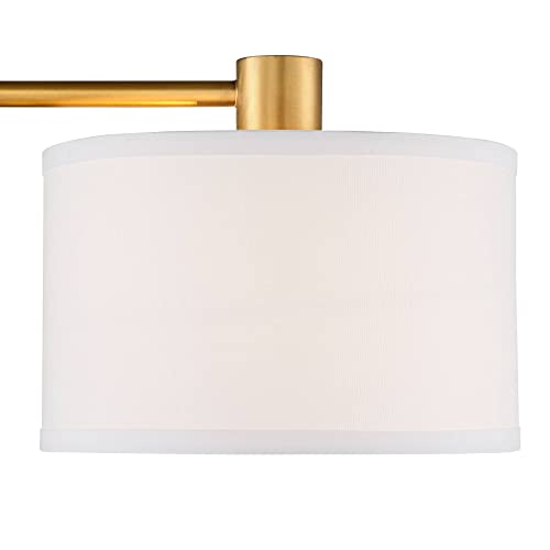 360 Lighting Colby Modern Accent Table Lamp 21" High With Usb And Ac Power Outlet In Base Brass White Linen Drum Shade For Bedroom Living Room House Home Desk Bedside Nightstand Office #TOP5