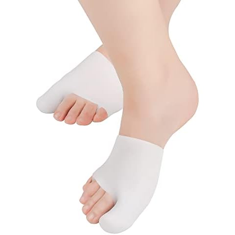 Gel Big Top Cap and Metatarsal Sleeves 2 Pack Big Toe Protector Bunion Cushions Metararsal Pads for Women and Men to Relieve Bunion Pain Prenvent Corn,Callus,Blistering,Ingrown Toenails (White Large) Cover