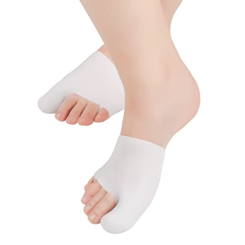 Gel Big Top Cap and Metatarsal Sleeves 2 Pack Big Toe Protector Bunion Cushions Metararsal Pads for Women and Men to Help With Bunion Pain Prenvent Corn,Callus,Blisters,Ingrown Toenails (White Large)