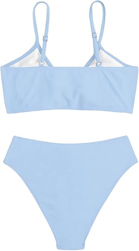 Image of QJQ Girl's 2 Piece Swimsuits Disty Floral Ring Linked Bathing Suit Cute Bikini Sets