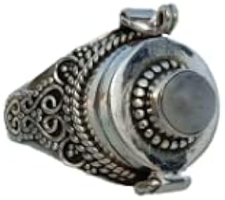 Moonstone Ring, Poison Box Ring, Round Stone Ring, Poison Ring, Openable Ring, Blue Flash Ring, Vintage Poison Ring, Designer Box Ring, Handmade Poison Ring, June Birthstone Ring, Boho Ring, Christmas Gifts