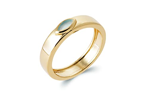 Bague plaqué or 18 carats et agate bleue au design haut de gamme