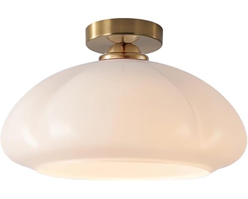 Plafonnier semi-encastré milieu du siècle en verre vintage pour cuisine et couloir
