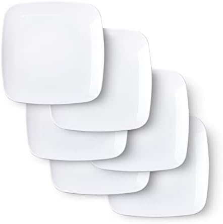 Delling Appetizer Plates - 6.5 in Ceramic Small Plates for Dessert -Square Serving Plates - White Kitchen Dinnerware Dishes Set for Snacks, Appetizer, Side Dishes- Serving Platter Set of 6