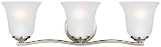Generation Lighting 3-Light Emmons Traditional Bath Fixture Wall Lamp Brushed Nickel 4439003-962, Bathroom Light Fixture for Home Décor, Wall Sconce Vanity Light Fixture and Bathroom Accessory