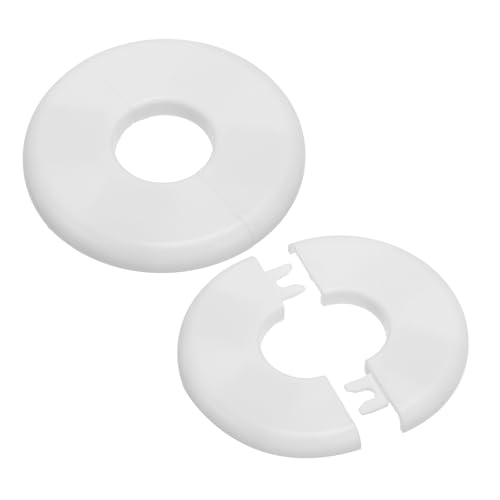PATIKIL Wall Split Flange 1.10 (28mm),2 Pcs ABS Round Self-Adhesive Escutcheon Plate Buckles Water Pipe Cover for Kitchen Bathroom Arm Pipe Faucet Decoration, White