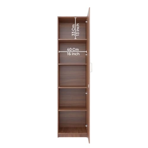 Image of COUCH CULTURE Monte Engineered Wood Wardrobe | Almirah for Clothes with 1 Door with Mirror |Wardrobe Organizer | Multipurpose Almirah for Bedroom | 1 Year Warranty - Leon Teak