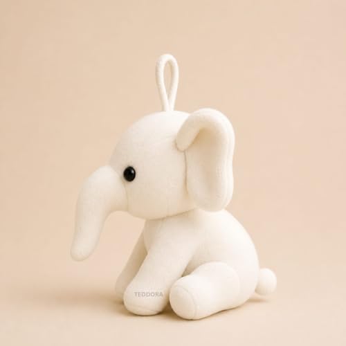 Image of Baby Ele Soft Toy for Girls Boys Kids, White, Dog Animal Plush Stuffed Teddy Gift Birthday, 18 cm