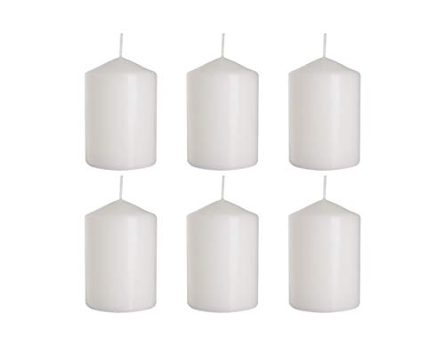 BISPOL Stumpenkerzen Säulenkerzen Blockkerzen Weiß, Durchmesser 7 cm, Höhe 10 cm, geruchsneutral, lange Brenndauer 44h, Set 6 Stück Cover