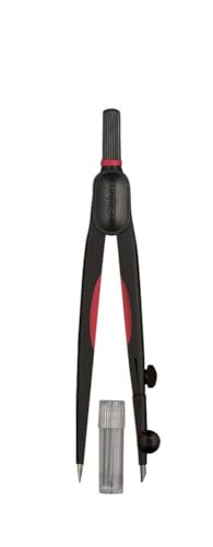 rOtring Kompakter Universalzirkel, leichtes, verstellbares Zeichenwerkzeug mit Graphitbehälter, Kreise bis zu 320 mm, präzise 3,5 mm austauschbare Spitze, 130 mm Länge