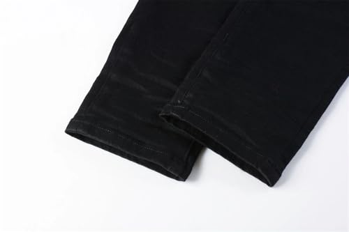 Men's Skinny Slim Stretch Straight Leg Jeans Pants Vintage Low Waist Black Pleats Button Fly Denim Pants3