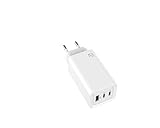 Watio Wave Ladegerät – Wand-/Reise-Ladegerät mit 2 USB-C-Anschlüssen und 1 USB-A, Leistung 65 W, GAN-Technologie, weiß, kompakt und effizient