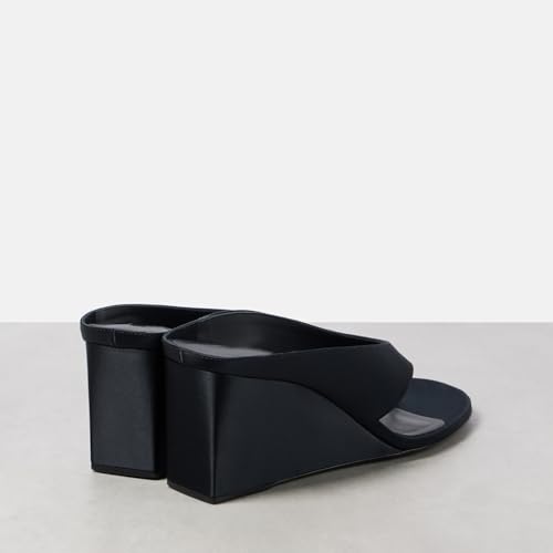 Women's Satin Thong Mules with 3-Inch Cube Wedge Heel - Slip-On Open Toe Flip Flop Sandals for Casual, Beach, Party2