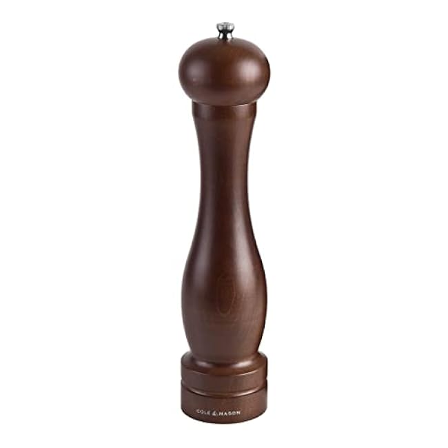 Cole & Mason 12.5-inch Forest Capstan Pepper Mill - Adjustable Pepper Grinder - Refillable Spice Tools - Hand Wash Kitchen Tools - Beech Wood, 12.5