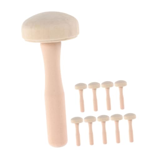 LALAFINA - LALAFINA 10pcs Mushroom Shape Printmaking Tools Wood Block Engraving Baren Printing Tool DIY Ink Rubbing Roller Craft Supplies for Artists
